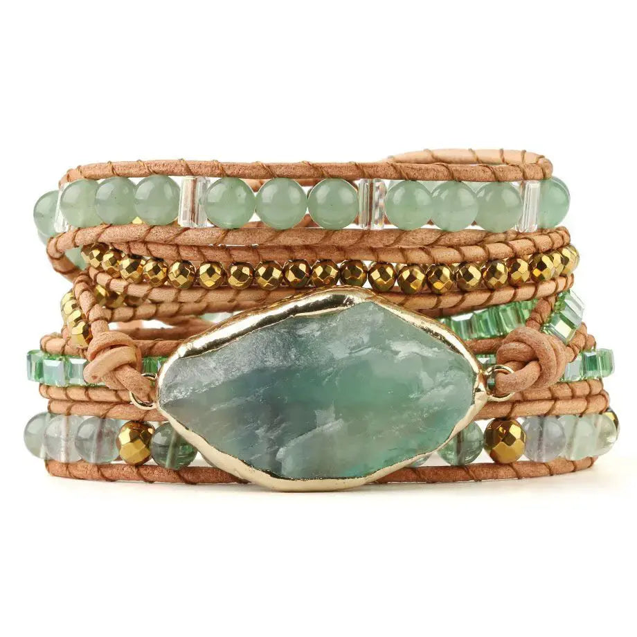 Flourite Boho Wrap Bracelet for Concentration & Purification Yiwu Shanmei Jane