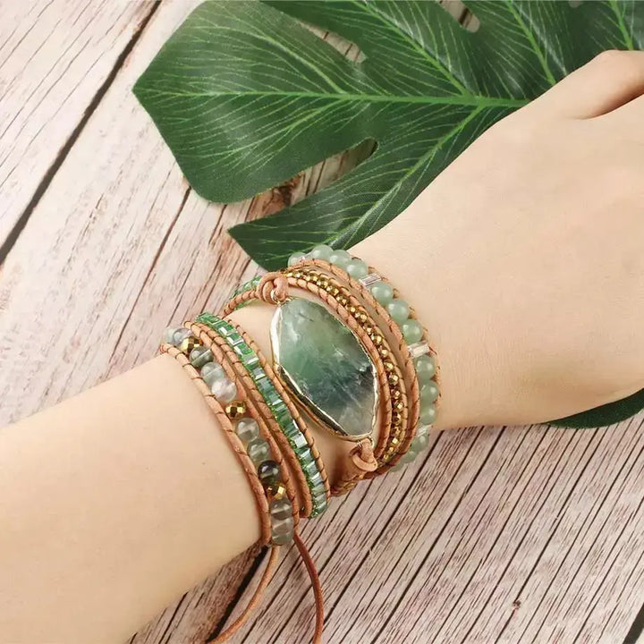 Flourite Boho Wrap Bracelet for Concentration & Purification Yiwu Shanmei Jane