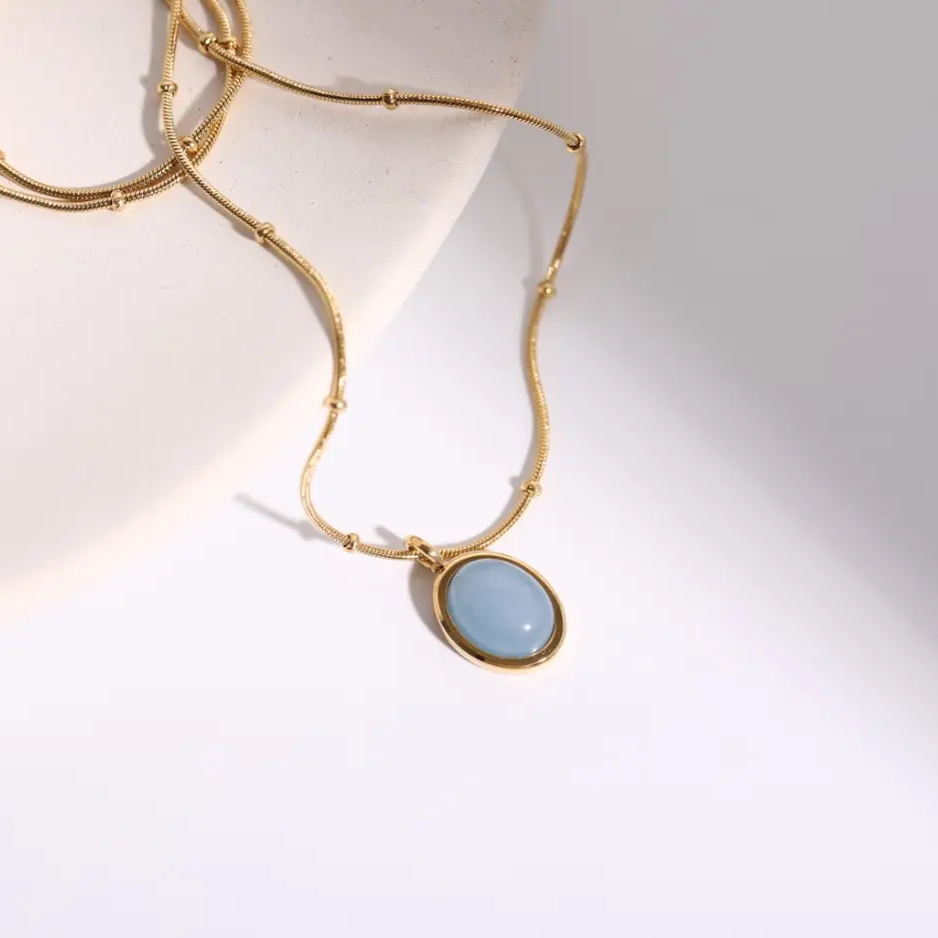 Aquamarine Pendant Necklace for Courage
