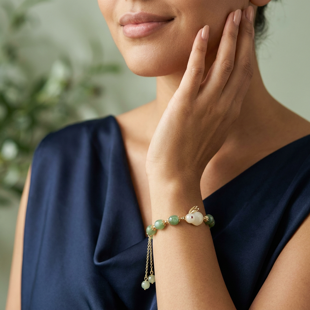 Green Aventurine and Jade Bracelet for Abundance & Balance - Lifestyle Female