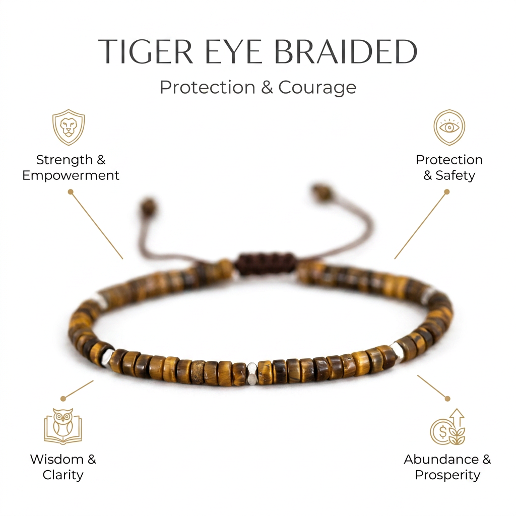 Tiger Eye Braided Bracelet for Protection - Infographic