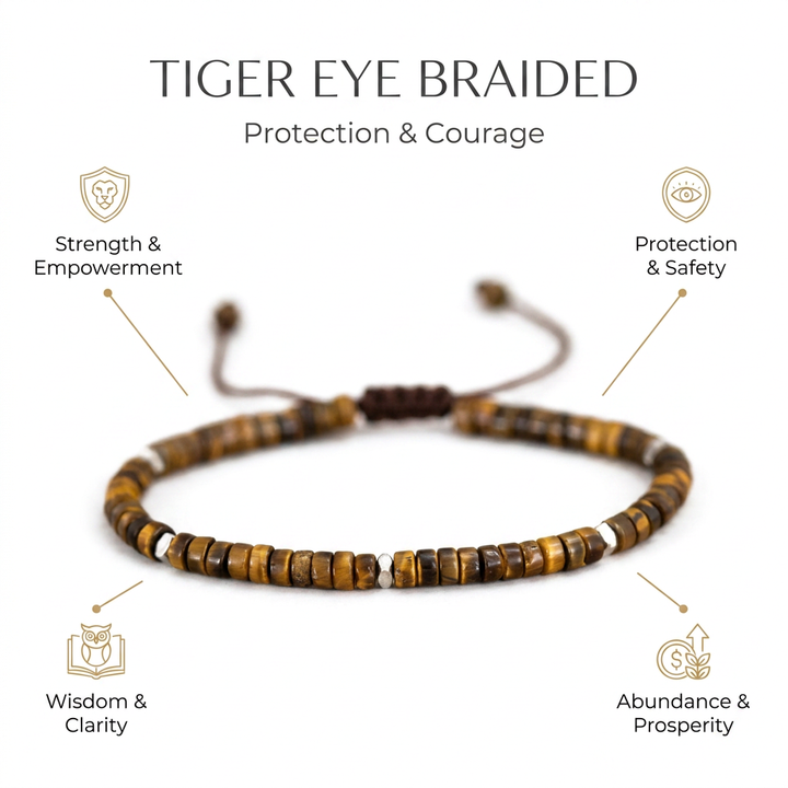 Tiger Eye Braided Bracelet for Protection - Infographic
