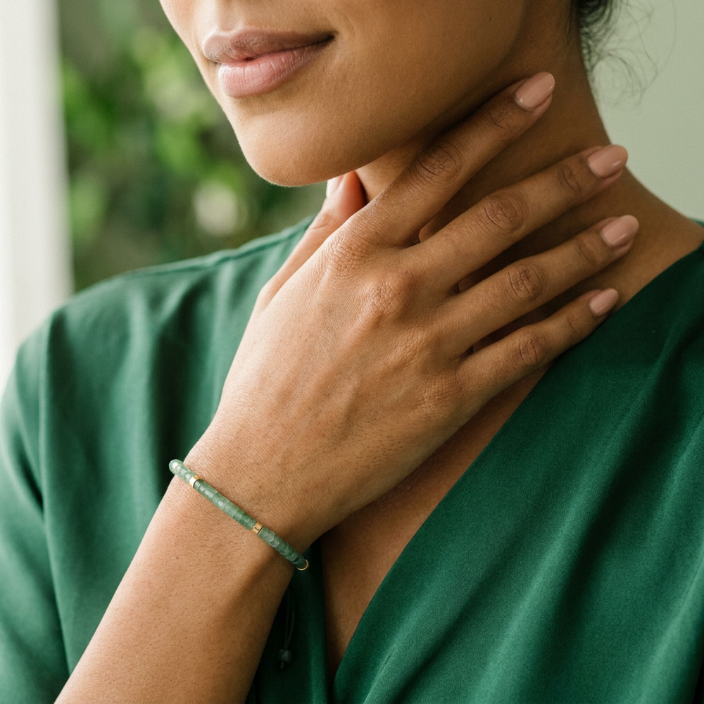 Aventurine Braided Bracelet for Abundance & Luck - Lifestyle Female