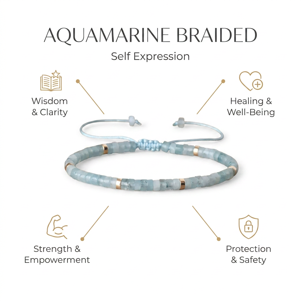 Aquamarine Braided Bracelet for Self Expression - Infographic