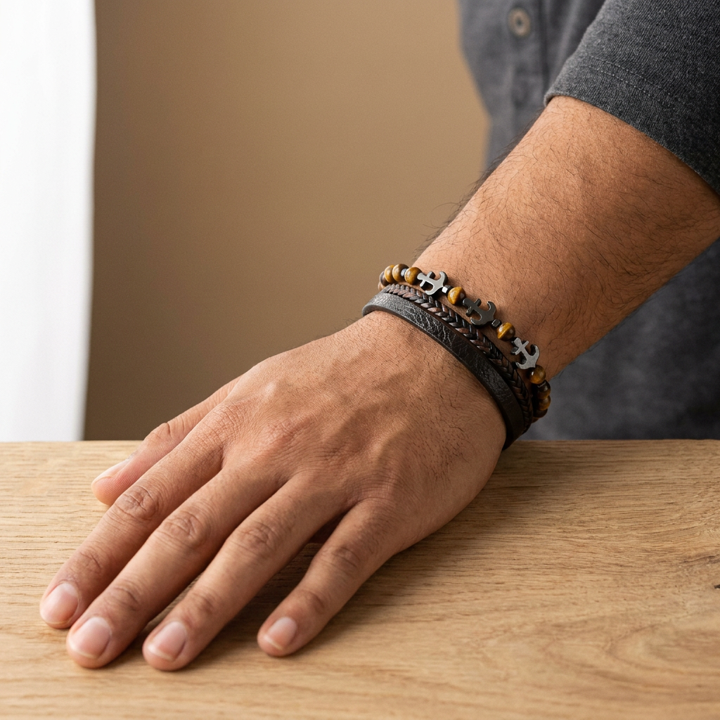 Tiger Eye Magnetic Clasp Bracelet for Protection - Lifestyle Male