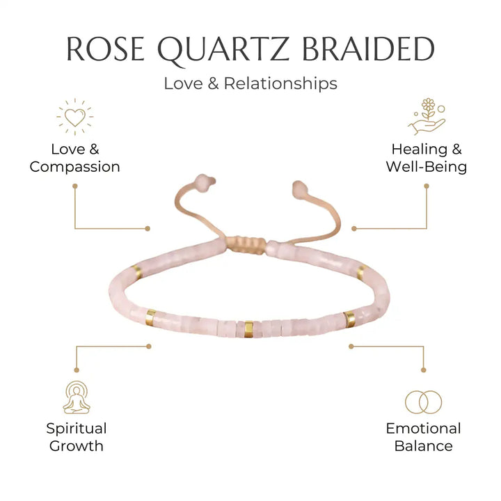 Rose Quartz Braided Bracelet for Love & Relationships - Infographic