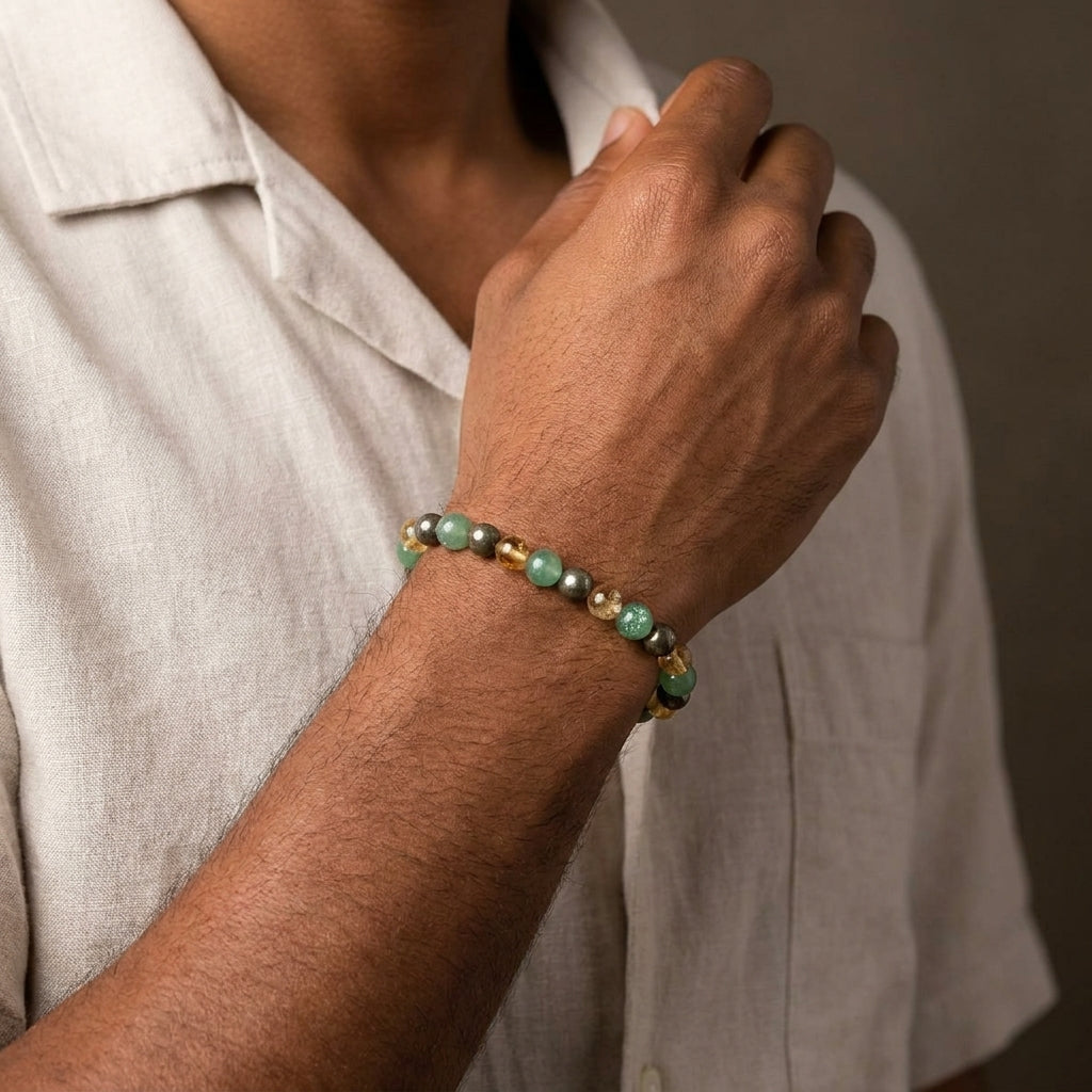 Aventurine, Pyrite & Citrine Bracelet for Abundance - Money Magnet - Lifestyle Male
