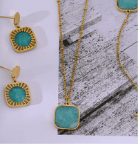Amazonite Earrings - Necklace Set  by Raw Spiritual