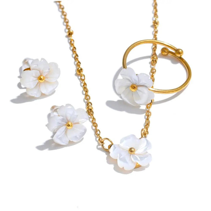 Daisy Earrings, Necklace & Ring Set  by Raw Spiritual