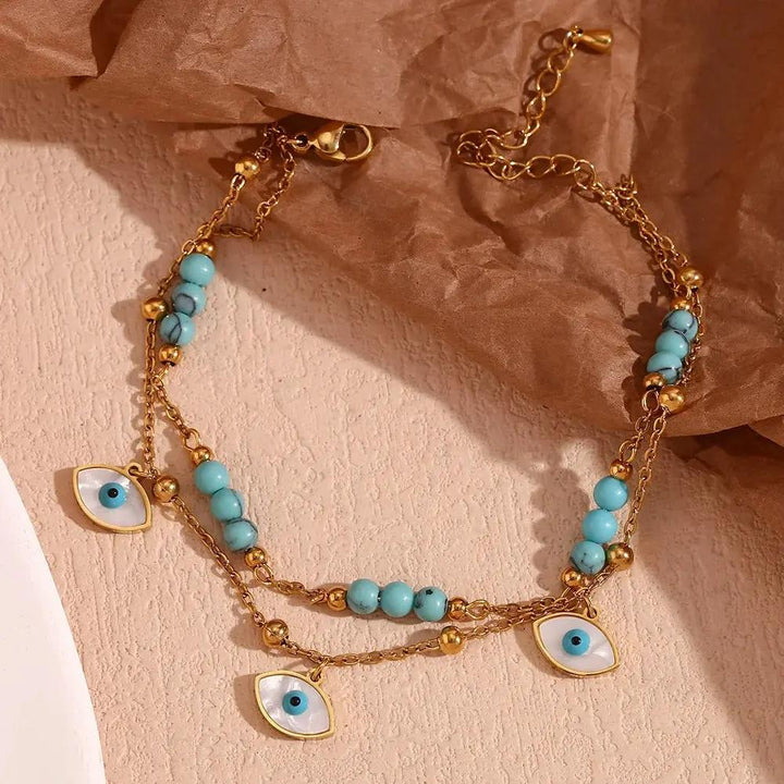 Turquoise Evil Eye Nazar Anklet for Protection  by Raw Spiritual