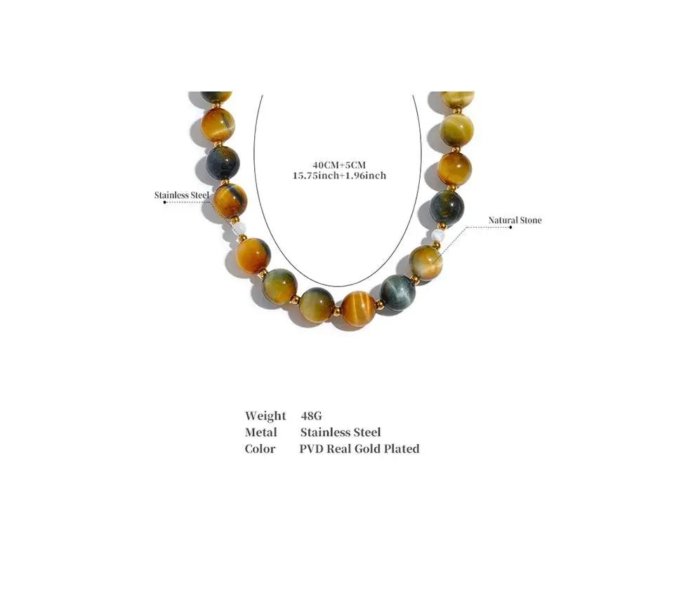 Maillard Tiger Eye Necklace for Protection  by Raw Spiritual