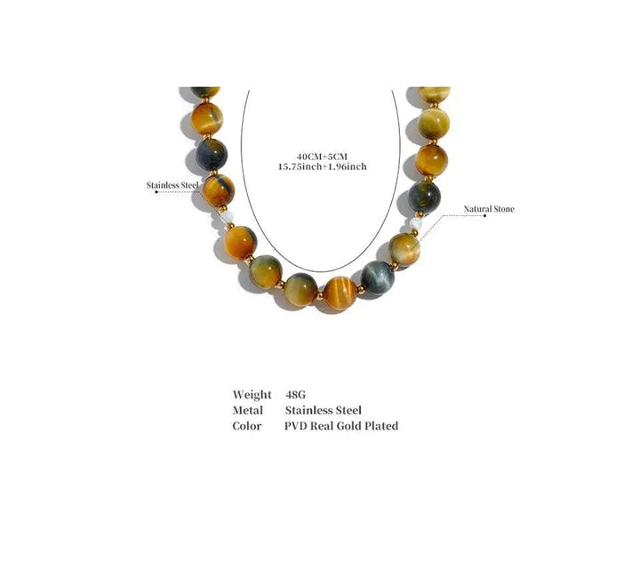 Maillard Tiger Eye Necklace for Protection  by Raw Spiritual