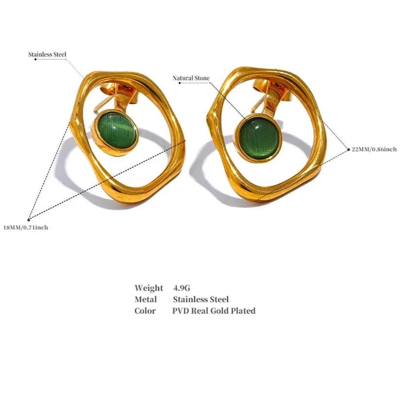 Green Cat's Eye Earring for Prosperity & Clarity  by Raw Spiritual