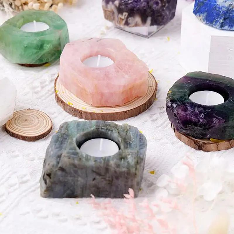 Aventurine Crystal Candle Holder for Prosperity  by Raw Spiritual