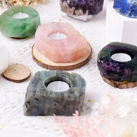 Aventurine Crystal Candle Holder for Prosperity  by Raw Spiritual