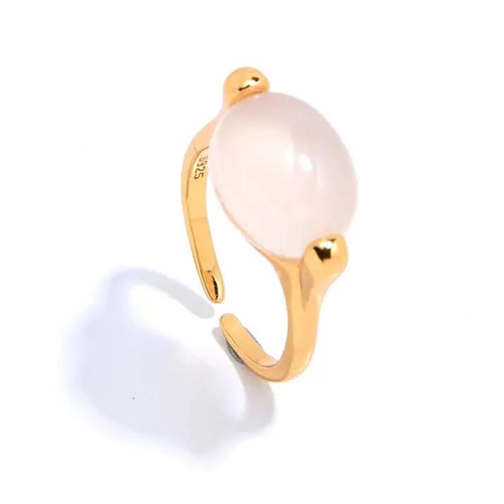 Rose White Agate S925 Ring for Prosperity  by Raw Spiritual