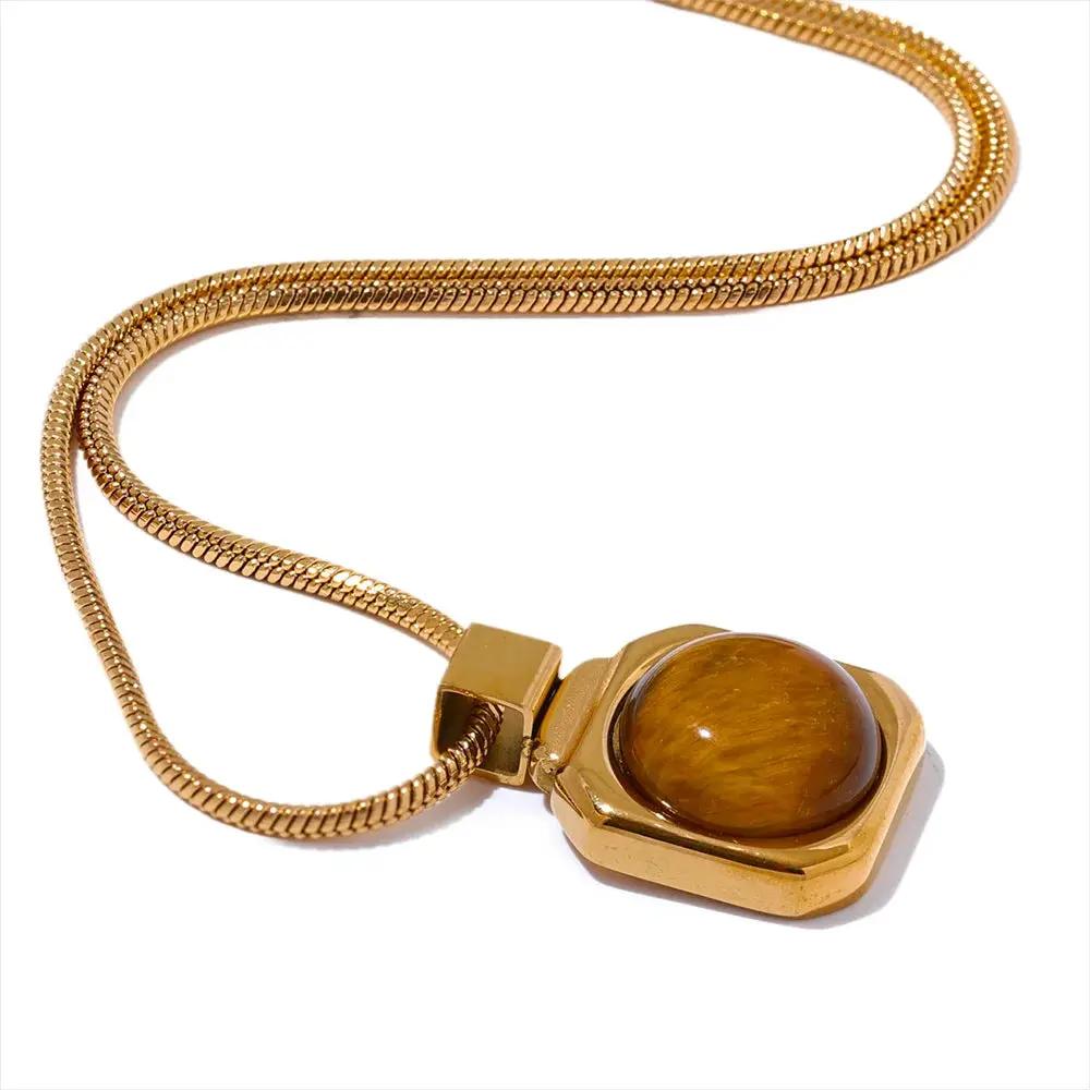 Tiger Eye Square Pendant Necklace for Courage  by Raw Spiritual