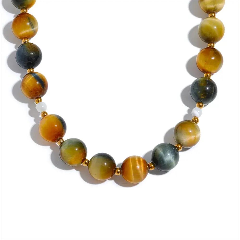 Maillard Tiger Eye Necklace for Protection  by Raw Spiritual