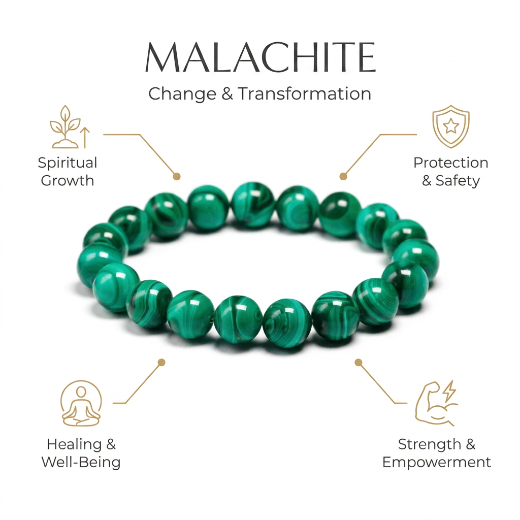 Malachite Bracelet for Change and Transformation - Infographic
