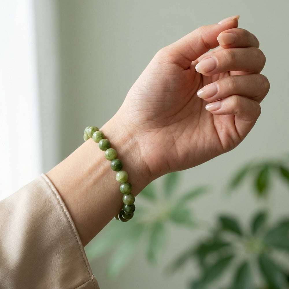 Green Canada Jade Bracelet for Luck & Balance - Lifestyle Female
