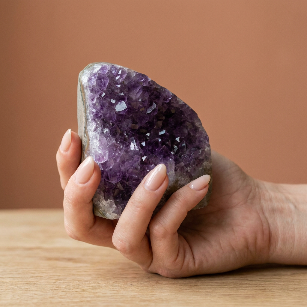Amethyst Geode Cluster for Manifestation & Crystal Charging - Lifestyle F
