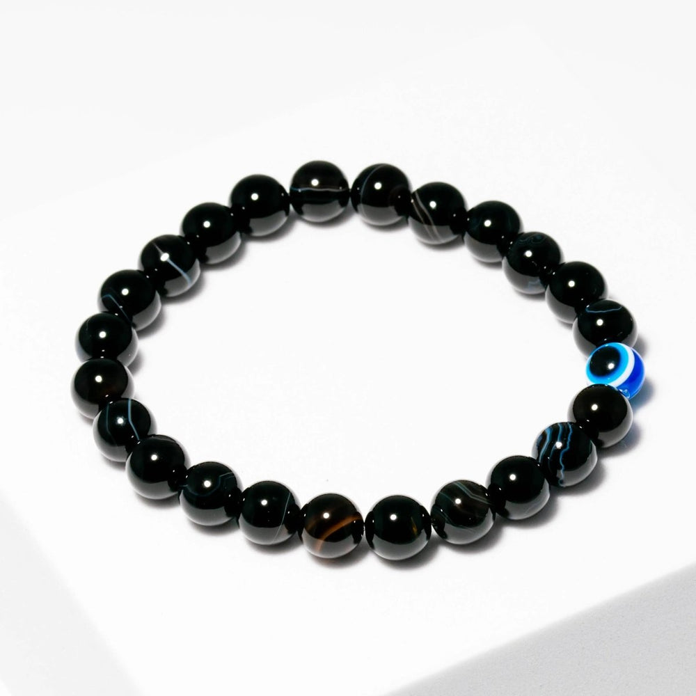 Black Tourmaline Evil Eye Bracelet for Protection & Purification Yiwu Shanmei Jane