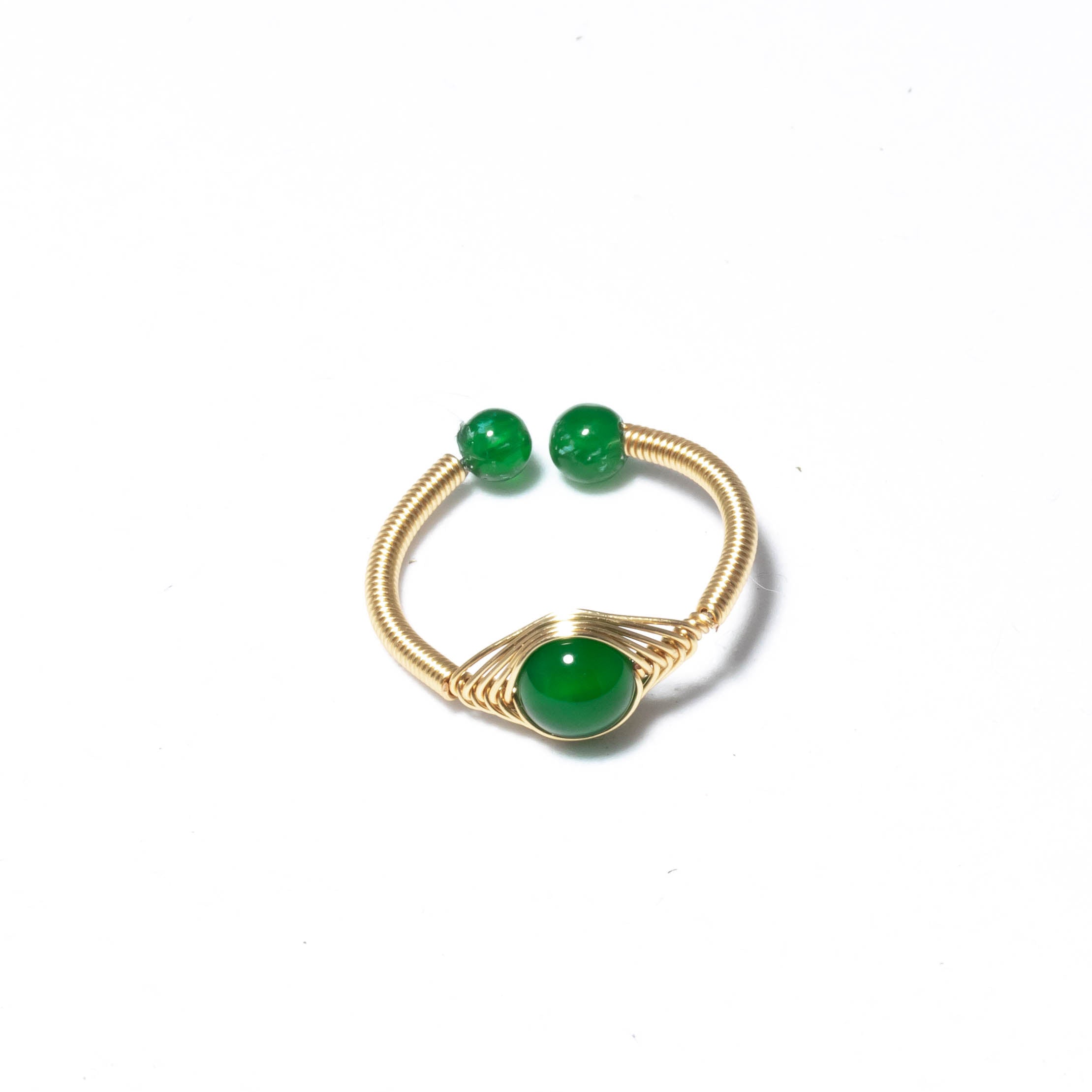 Green Jade Wire Bracelet & Ring Set for Peace & Balance