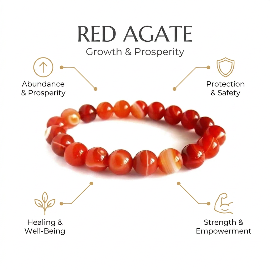 Red Agate (Hakik) Bracelet Growth & Prosperity - Infographic