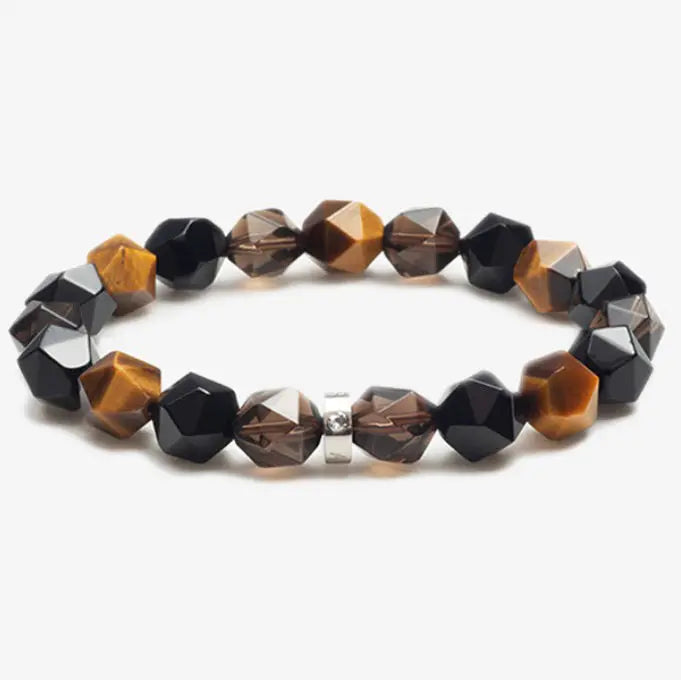 Smoky Quartz, Onyx & Tiger Eye Bracelet for Protection, Courage & Calmness Yiwu Jinyou VIMI