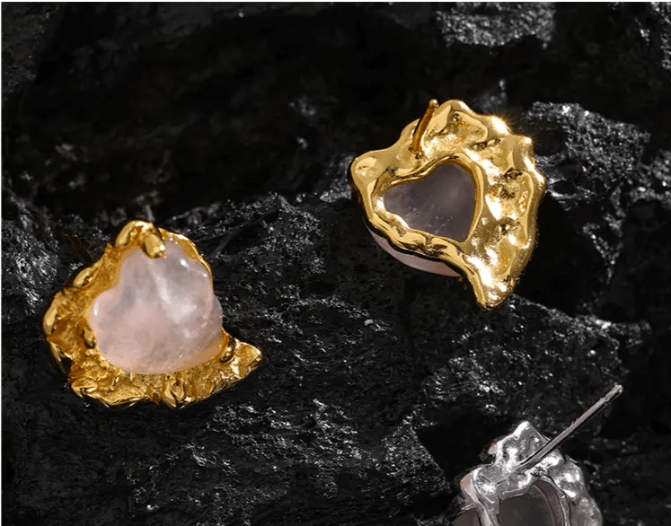 Rose Quartz S925 Silver Earrings for Love & Relationships Yiwu Landy Jewelry Summer WU