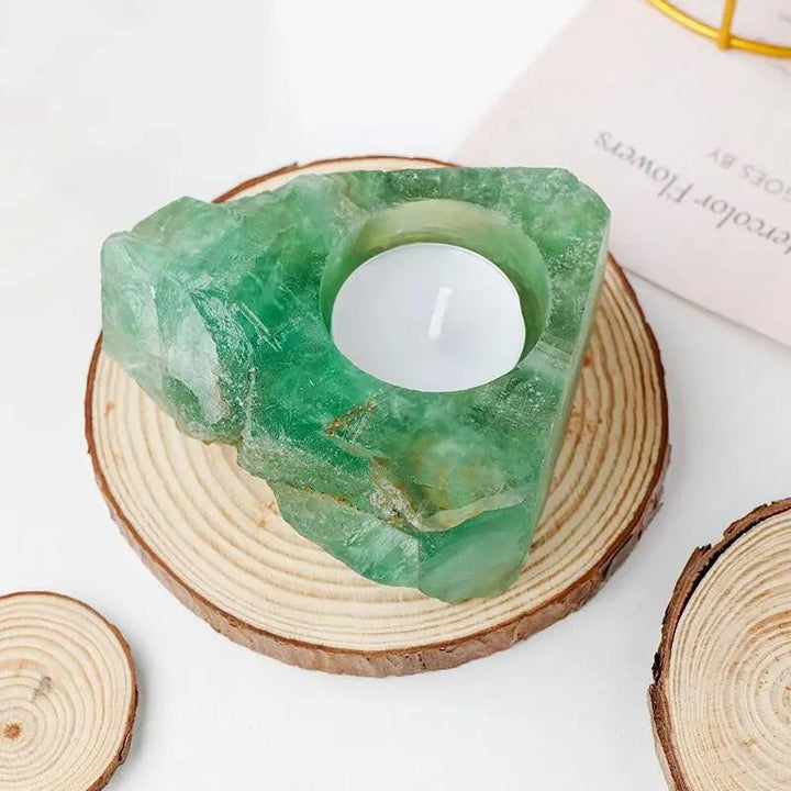 Aventurine Crystal Candle Holder for Prosperity  by Raw Spiritual