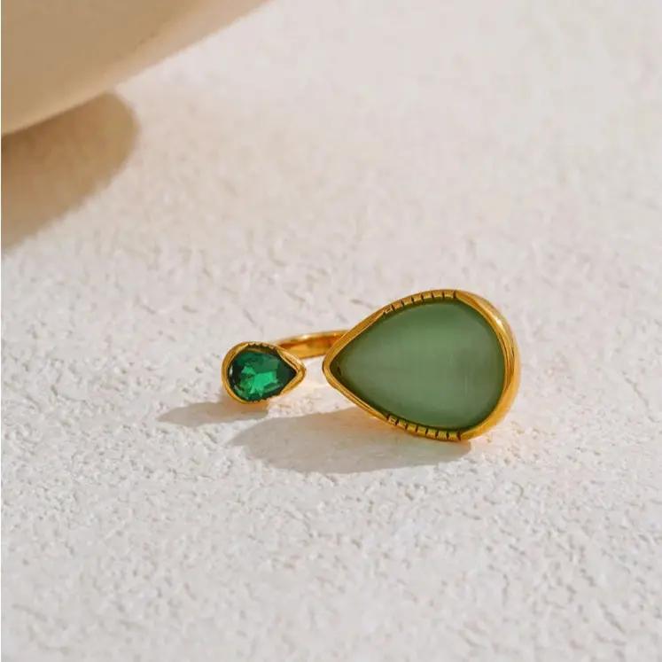 Cat's Eye & Zircon Ring for Abundance & Clarity  by Raw Spiritual