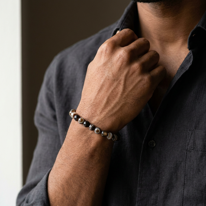 Persian Agate (Sulemani Aqeek) bracelet for Growth & Abundance - Lifestyle Male