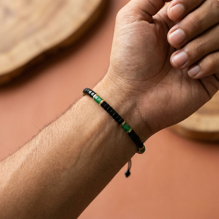 Black Agate & Jade Braided Bracelet for Prosperity - Lifestyle M