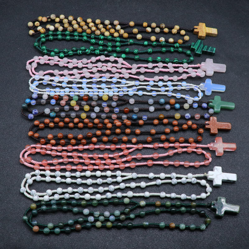 Indian Agate (Aqeeq) Christian Rosary for Growth & Prosperity