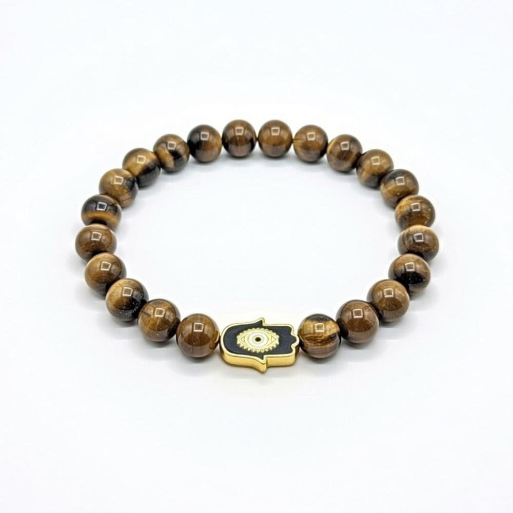 Tiger Eye & Hamsa Hand Bracelet for protection