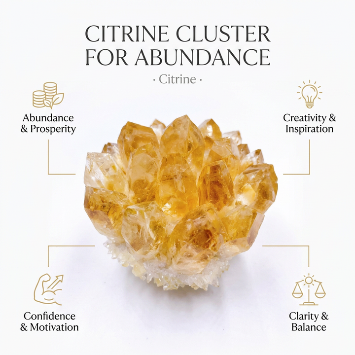 Citrine Cluster for Abundance - Infographic