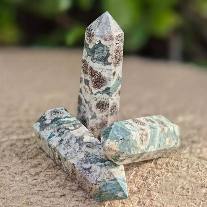 Blossom Agate (Haqik) Hexagon Pillar - Raw Spiritual UAE