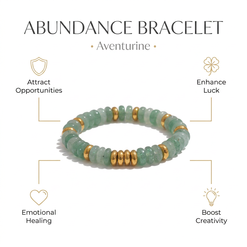 Aventurine Bracelet for Abundance & Luck - Infographic