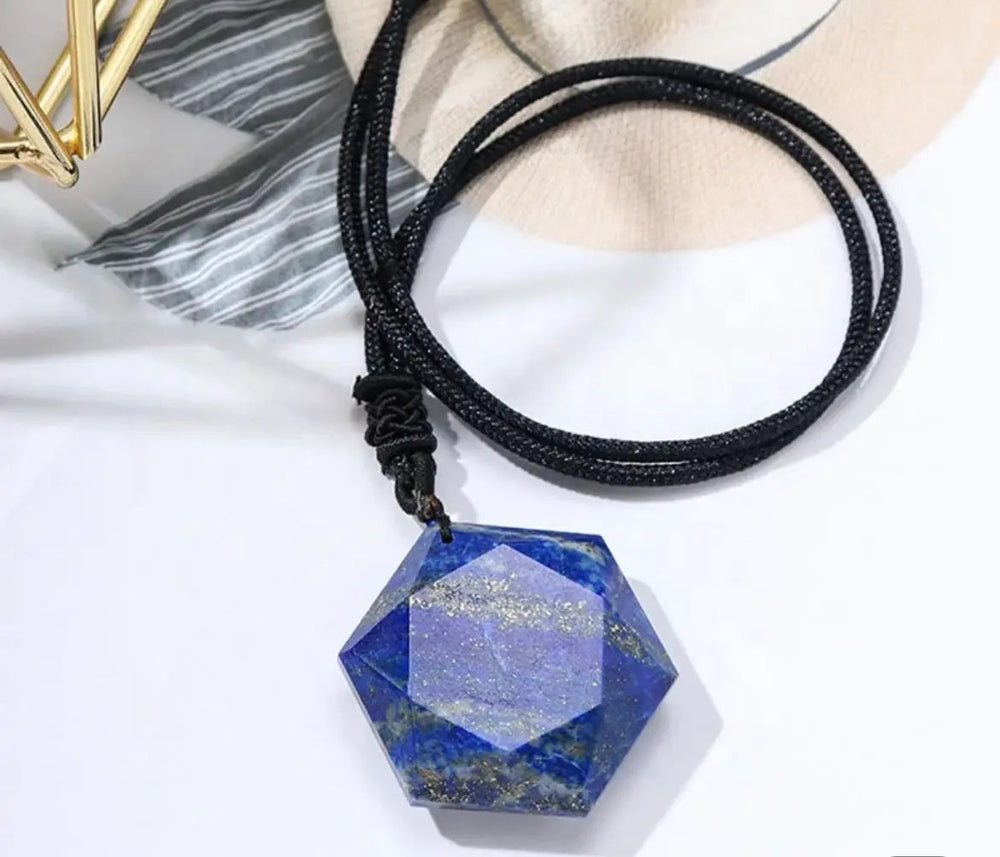 Lapis Lazuli Hexagon Necklace for Wisdom  by Raw Spiritual