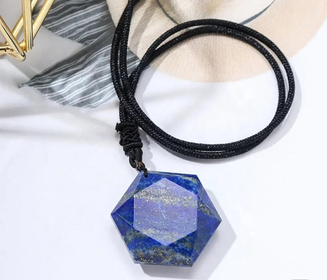 Lapis Lazuli Hexagon Necklace for Wisdom  by Raw Spiritual