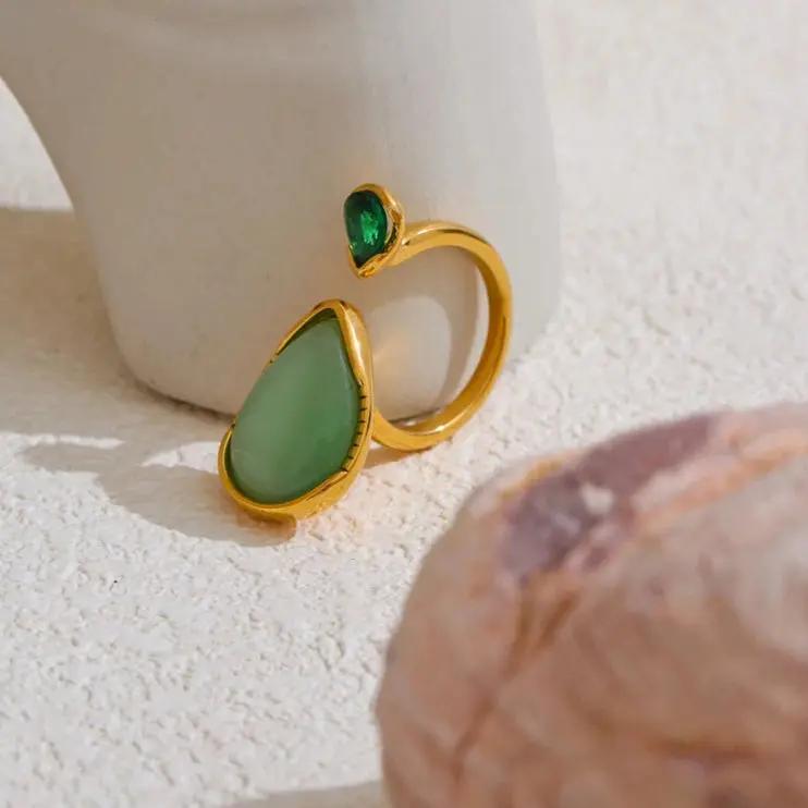 Cat's Eye & Zircon Ring for Abundance & Clarity  by Raw Spiritual