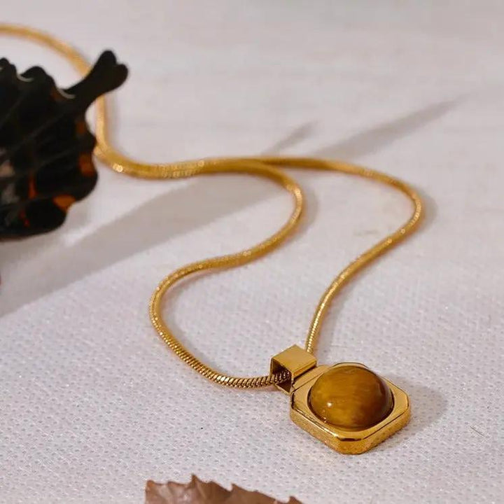 Tiger Eye Square Pendant Necklace for Courage  by Raw Spiritual