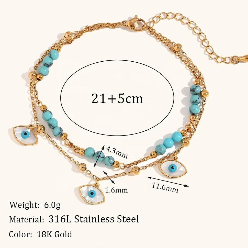 Turquoise Evil Eye Nazar Anklet for Protection  by Raw Spiritual