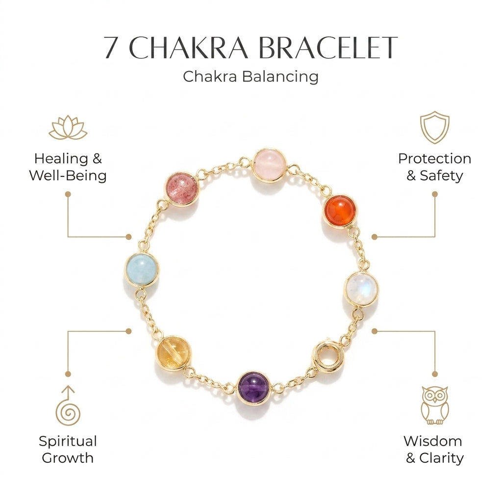 7 Chakra Bracelet for Chakra Balancing - Infographic