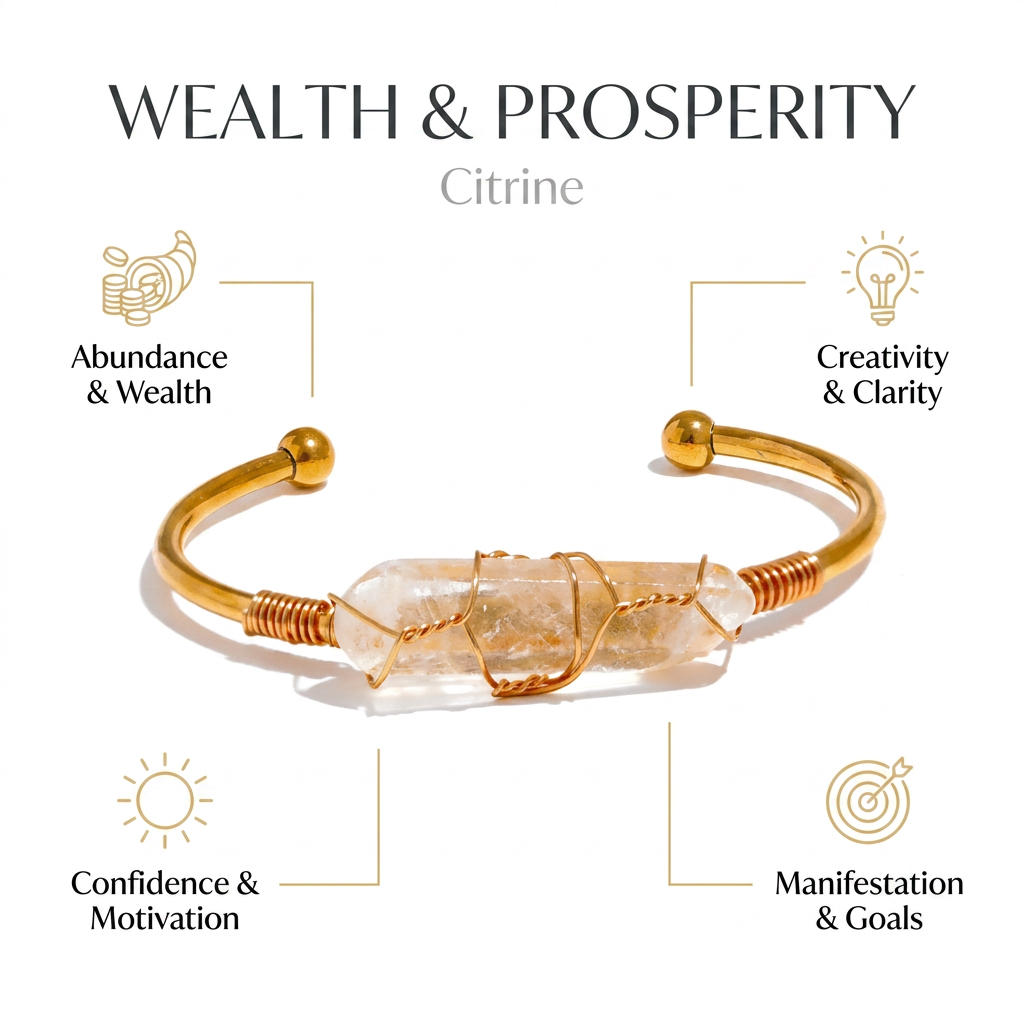 Citrine Cuff Bangle For Wealth & Prosperity - Infographic