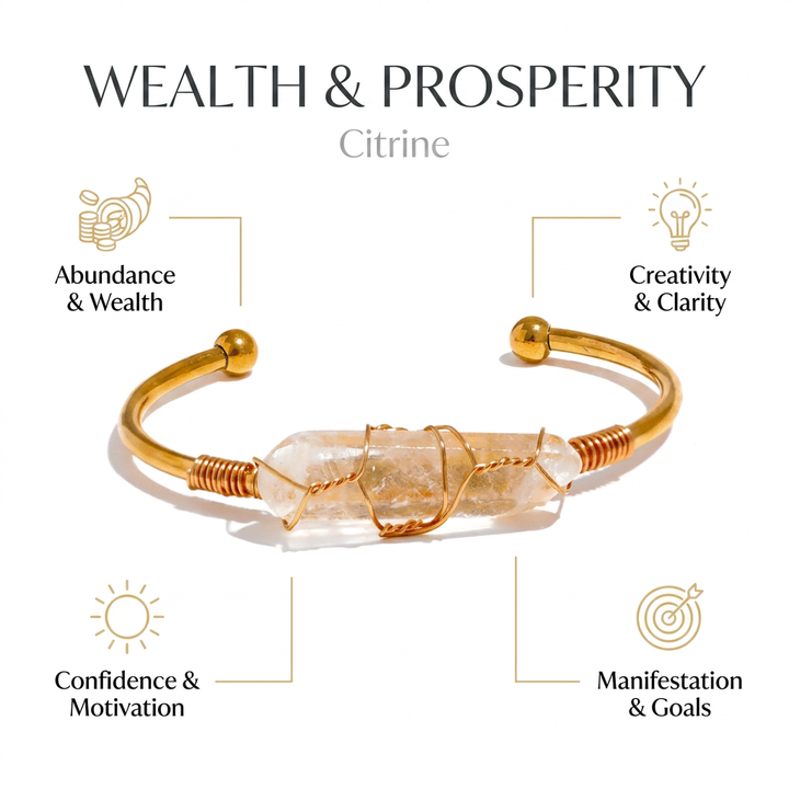 Citrine Cuff Bangle For Wealth & Prosperity - Infographic