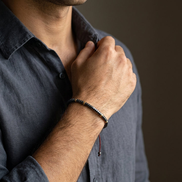 Hematite Braided Bracelet for Protection - Lifestyle Male