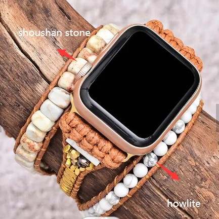 Shoushan Stone & Howlite Wrap Bracelet for Apple Watch