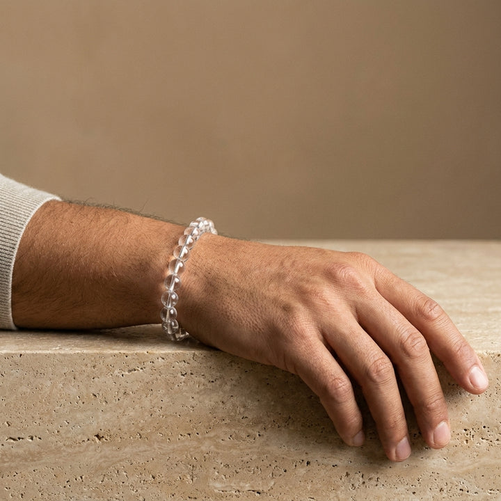 Clear Quartz (Sphatik) Bracelet for Clarity & Manifestation - Lifestyle Male